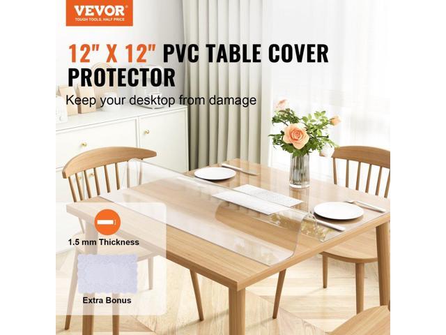 Clear Table Cover Protector, 12' x 12'/305 x 305 mm Table Cover, 1.5 mm Thick PVC Plastic Tablecloth, Waterproof Desktop Protector for Writing...
