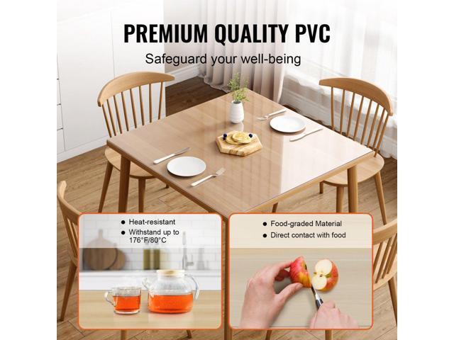 Clear Table Cover Protector, 12' x 12'/305 x 305 mm Table Cover, 1.5 mm Thick PVC Plastic Tablecloth, Waterproof Desktop Protector for Writing...