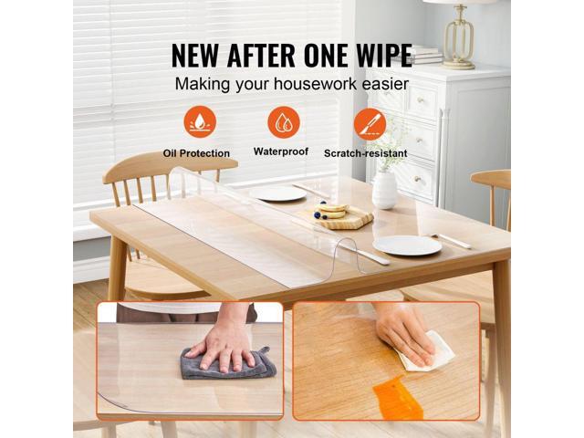 Clear Table Cover Protector, 12' x 12'/305 x 305 mm Table Cover, 1.5 mm Thick PVC Plastic Tablecloth, Waterproof Desktop Protector for Writing...
