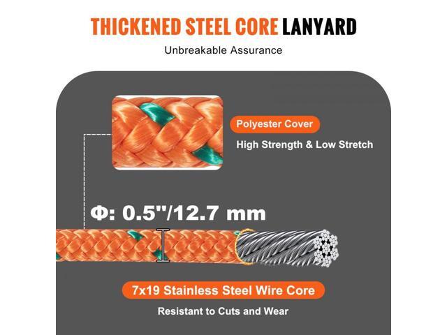 Steel Core flipline, 1/2' x 12' Arborist Flipline, Flip Line for Tree Climbing with Alloy Steel Snap Hook, Aluminum Alloy Carabiner and Extra Tool...