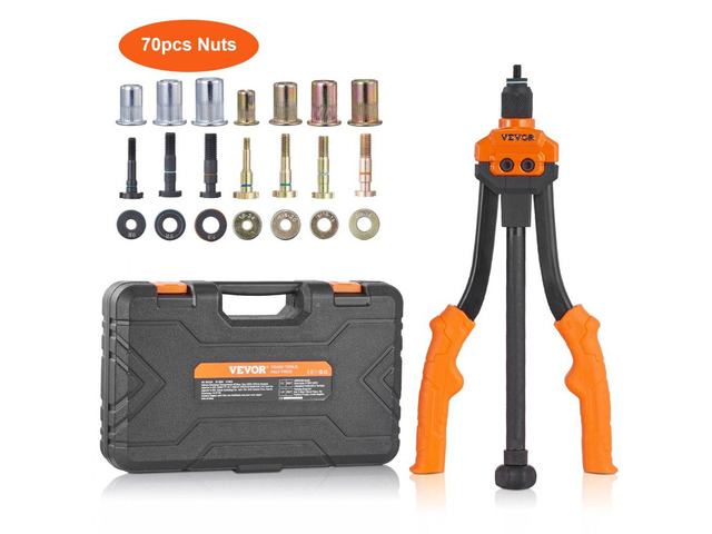 Rivet Nut Tool, 14 Rivnut Tool Kit with 7 PCS Metric and SAE Mandrels, 70 PCS Assorted Rivet Nuts, 10-24, 1/4-20, M6, 5/16-18, M8, 3/8-16, M10,...
