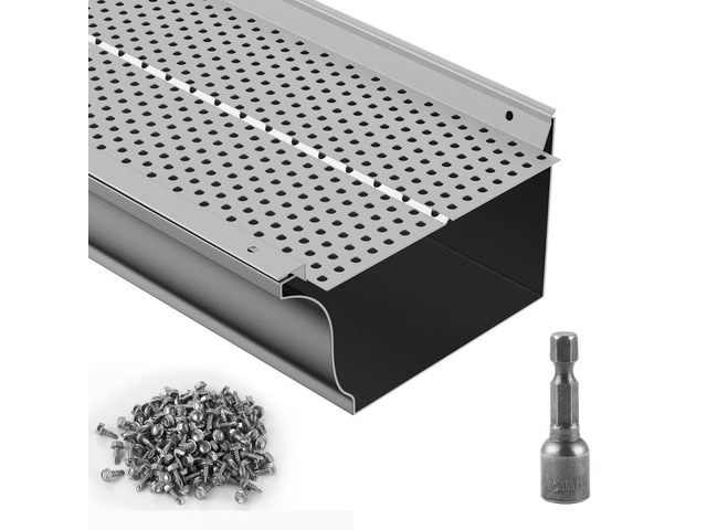 Gutter Guard, 6 inch Width, Aluminum Leaf Filter DIY Gutter Cover, 26 PCS 104 ft Total Length, 0.157'' Hole Diameter & 0.02'' Thick Raptor Gutter...