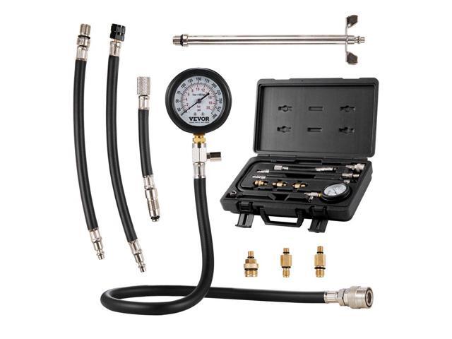 Compression Tester Adapter Kit, 9 Pcs Automotive Engine Cylinder Leak Down Compression Test, Accurate Dual Scale Pressure Gauge 0-300 psi, with...