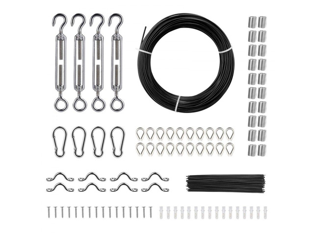 VEVOR Vinyl Coated Wire Rope Kit, 3/32 Cable Through 1/16 Diameter Stainless Steel, 7x7 Strands Construction with 189 Accessories for String...