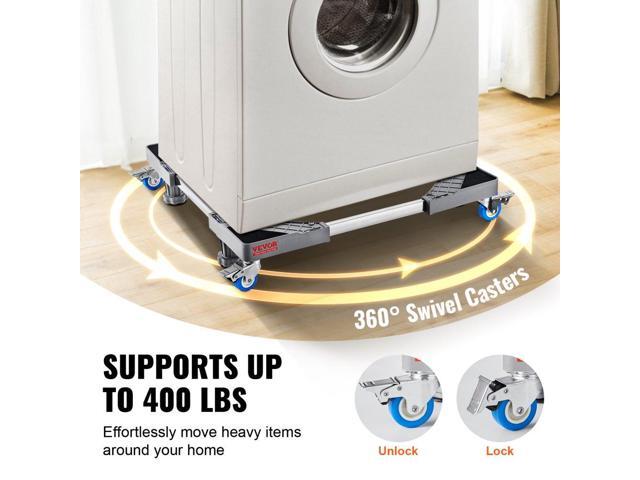 Mini Fridge Stand, 400 lbs Load, 4 Strong Feet, 4 Locking Swivel Wheels, Washer and Dryer Pedestal, Multi-Functional Adjustable Base for Washing...