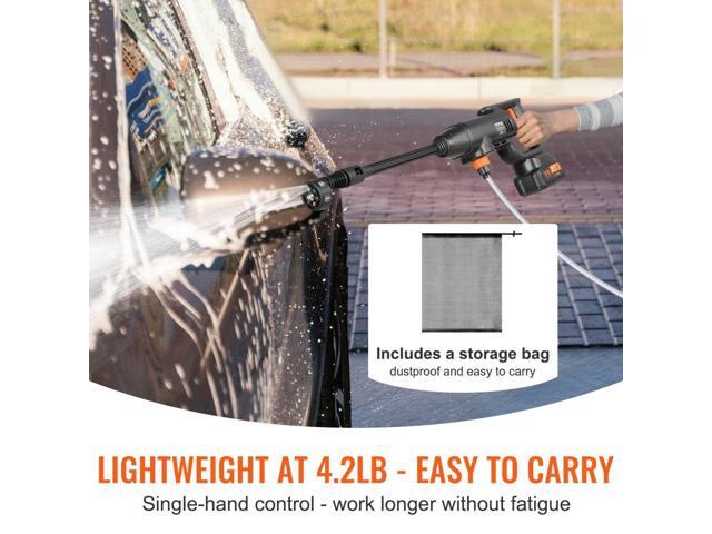 Cordless Pressure Washer, 580-PSI 1.1 GPM Portable Power Cleaner, Handheld High-Pressure Car Washer Gun with 4.0Ah Battery, Charger, 6-in-1 Nozzle,...