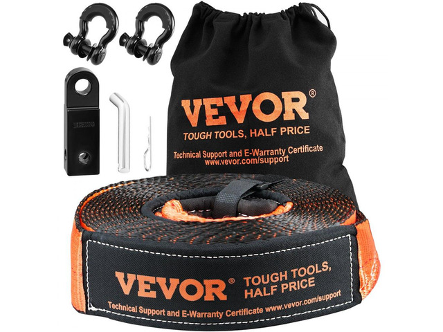VEVOR Off-Road Recovery Kit, 3' x 30', Heavy Duty Winch Recovery Kit with 30,000 lbs Tow Strap, 44,092 lbs D-Ring Shackles, Shackle Receiver and...