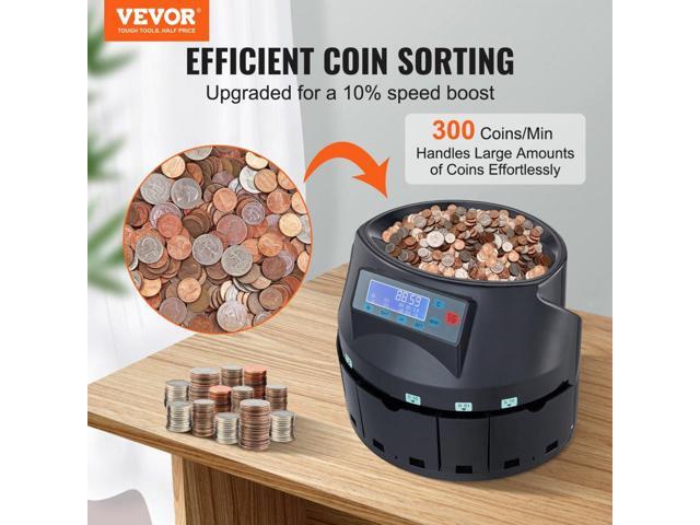 USD Coin Counter & Coin Sorters with LCD Display, Coin Sorter Machine for USD Coin 1 5 10 25 $1, Sorts up to 300 Coins/min, Change Counter Holds...