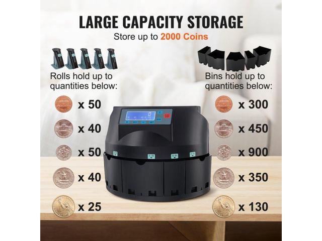 USD Coin Counter & Coin Sorters with LCD Display, Coin Sorter Machine for USD Coin 1 5 10 25 $1, Sorts up to 300 Coins/min, Change Counter Holds...