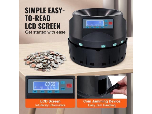 USD Coin Counter & Coin Sorters with LCD Display, Coin Sorter Machine for USD Coin 1 5 10 25 $1, Sorts up to 300 Coins/min, Change Counter Holds...