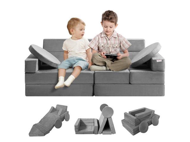 VEVOR Play Couch, Modular Kids Nugget Couch 15pcs, Toddler Foam Sofa Couch with High-density 25D Sponge for Playing, Creating, Sleeping,...