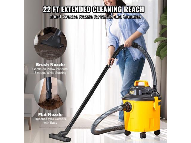 Shop Vacuum Wet And Dry, 5 Gallon 6 Peak HP Wet/Dry Vac, Powerful Suction with Blower Function with Attachments 2-in-1 Crevice Nozzle, Small Shop...