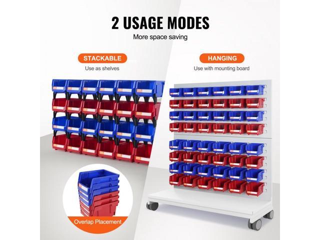 VEVOR Plastic Storage Bin, (5-Inch x 4-Inch x 3-Inch), Hanging Stackable Storage Organizer Bin, Blue/Red, 24-Pack, Heavy Duty Stacking Containers...