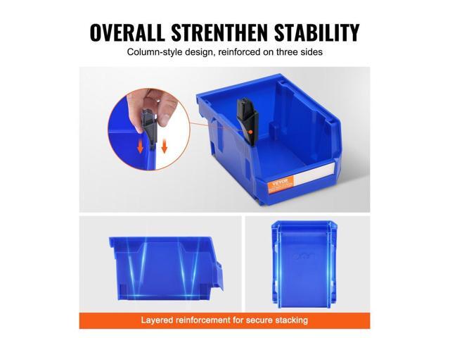 VEVOR Plastic Storage Bin, (5-Inch x 4-Inch x 3-Inch), Hanging Stackable Storage Organizer Bin, Blue/Red, 24-Pack, Heavy Duty Stacking Containers...