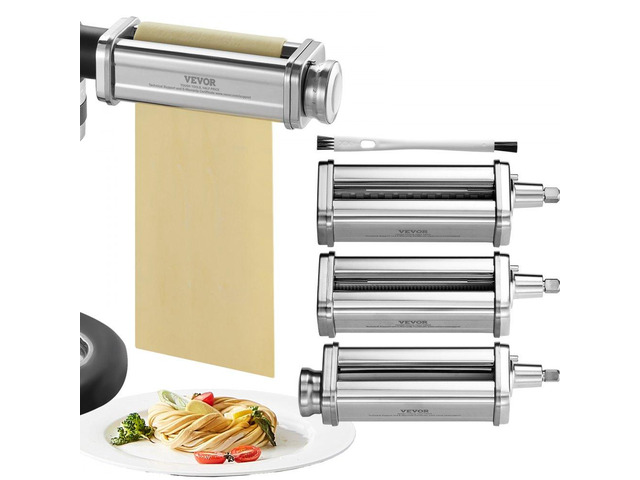 Pasta Attachment for KitchenAid Stand Mixer, Stainless Steel Pasta Roller Cutter Set Including Pasta Sheet Roller, Spaghetti and Fettuccine Cutter,...