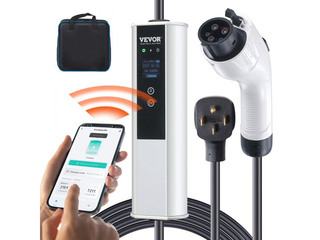 Level 2 Portable EV Charger, 40A 240V, Electric Vehicle Charger with 25 ft Charging Cable NEMA 14-50P Plug, 40A/32A/24A/16A Adjustable Current...
