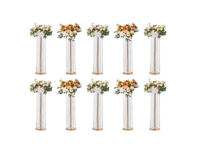 VEVOR 10PCS 35.43inchTall Crystal Wedding Flowers Stand, Luxurious Centerpieces Flower Vases Crystal Gold Vase Metal, Perfect for T-stage Wedding...