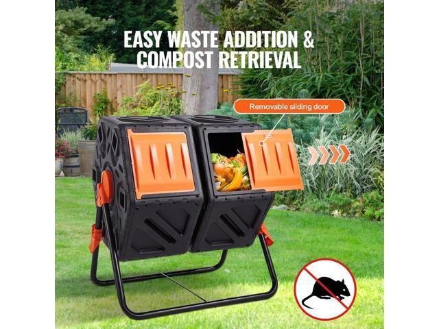 Compost Bin, 37-Gal Dual Chamber Composting Tumbler, High Volume Two Rotating Chambers with 2 Sliding Door and Steel Frame, BPA Free Composter Bin...