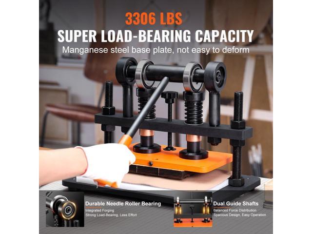 Leather Cutting Machine, 10.2 x 5.9 in Embossing Plate Manual Die Cutter, 0.47 in Pressure Stroke Dual Guide Shafts Die Cut Machine, Leather...