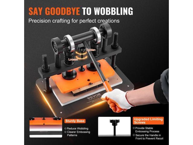 Leather Cutting Machine, 10.2 x 5.9 in Embossing Plate Manual Die Cutter, 0.47 in Pressure Stroke Dual Guide Shafts Die Cut Machine, Leather...