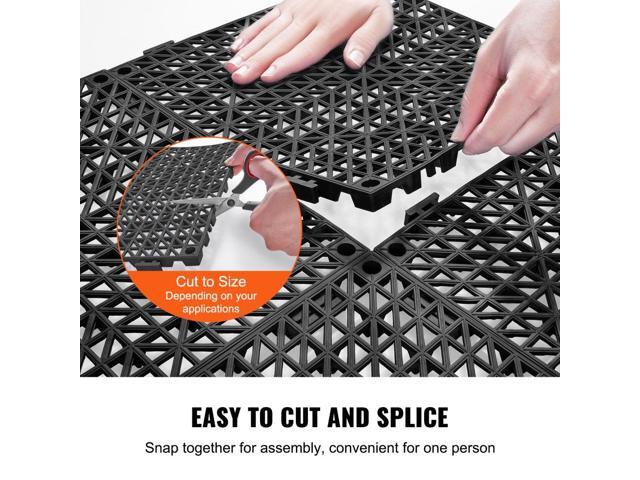 Interlocking Tile 55PCS Black, Drainage Tiles 12' x 12' Splicing, Soft PVC Interlocking Drainage Floor Tiles, Non-Slip Drainage Holes for Restroom,...