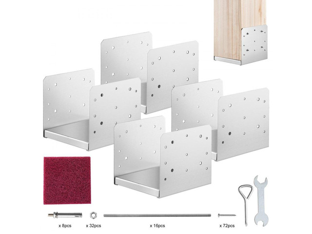 VEVOR 8'x 8' Post Base, 4Pcs Stainless Steel Adjustable Post Anchor Bracket(Internal 7.8 x 7.3'), Adjustable Post Base for Pavilion Deck Porch...