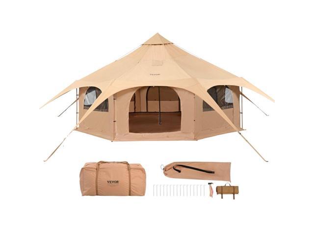 VEVOR Canvas Tent, 4 Seasons 5 m/16.4 ft Bell Tent, Canvas Tent for Camping with Stove Jack, Breathable Yurt Tent for up to 8 People, Family...