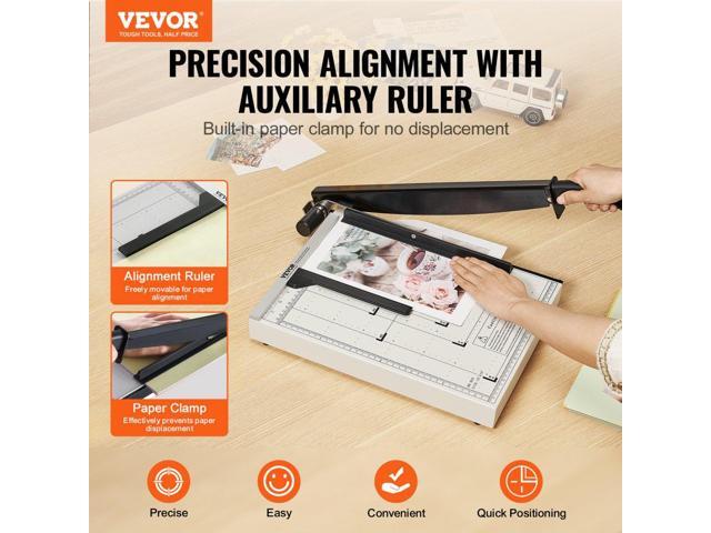 Paper Cutter, Guillotine Trimmer, 15' Cut Length, 16 Sheets Capacity, Heavy Duty Guillotine Paper Cutter with Guard Rail/Blade Lock for...