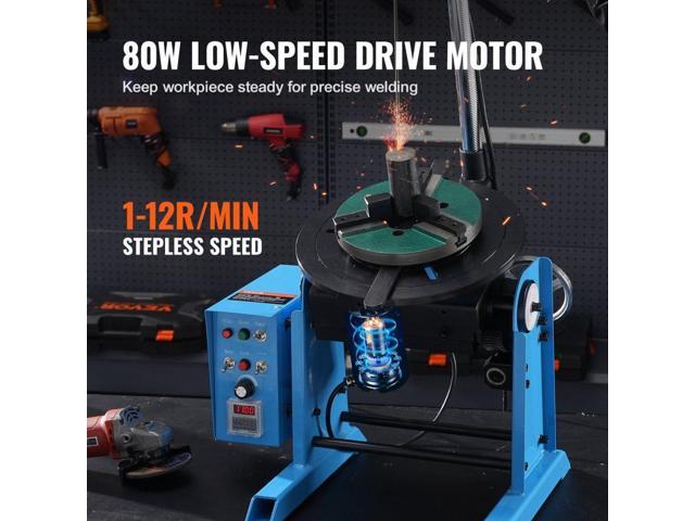 Rotary Welding Positioner 66LBS / 30KG, 0-90° Welding Positioning Turntable Table 1-12RPM 80W, with 12.4 Inch 3-Jaw Lathe Chuck & Welding Torch...