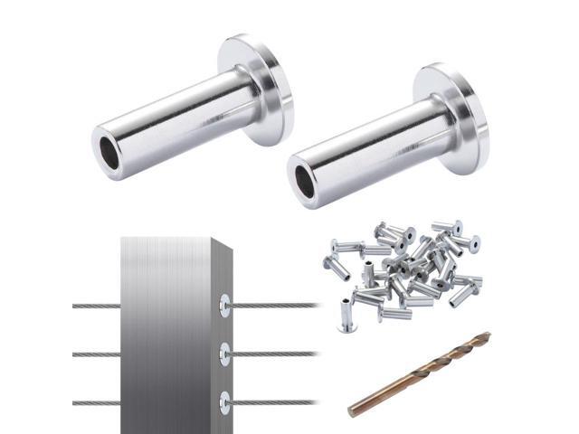 VEVOR 121 Pack T316 Stainless Steel Protector Sleeves for 1/8' Wire Rope Cable Railing, DIY Balustrade T316 Marine Grade, Come with A Free Drill...