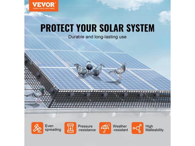 6 inch x 100ft Solar Panel Bird Guard, Critter Guard Roll Kit with 100pcs Aluminum Alloy Fasteners, Solar Panel Guard with Rust-proof PVC Coating,...