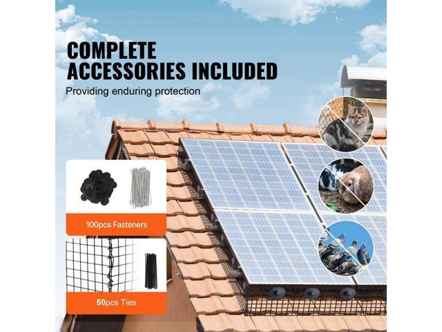 6 inch x 100ft Solar Panel Bird Guard, Critter Guard Roll Kit with 100pcs Aluminum Alloy Fasteners, Solar Panel Guard with Rust-proof PVC Coating,...