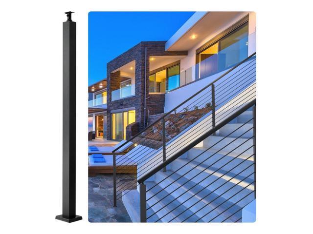 VEVOR Cable Railing Post, 36' x 2' x 2' Steel Level Deck Railing Post Without Holes, SUS304 Stainless Steel Cable Rail Post, Stair Handrail Post...