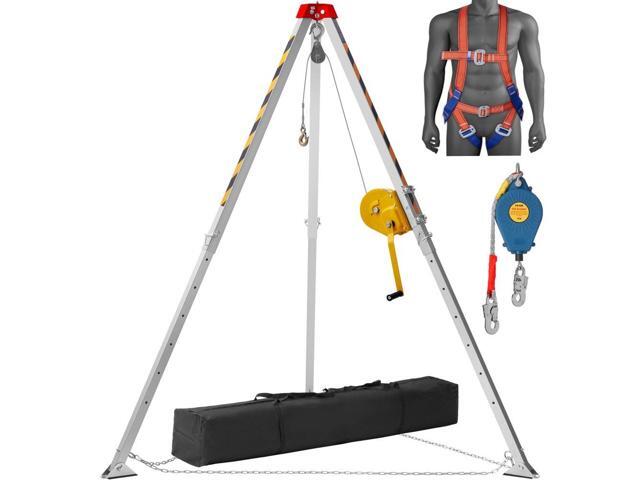 VEVOR Confined Space Tripod Kit, Confined Space Tripod 7' Legs and 98' Cable, Confined Space Rescue Tripod 32.8' Fall Protection, 1800 lbs Winch,...