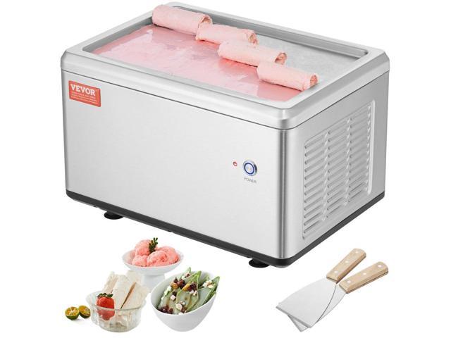VEVOR Fried Ice Cream Roll Machine, 19.3' x 14.9' Stir-Fried Ice Cream Pan, Stainless Steel Rolled Ice Cream Maker with Compressor and 2 Scrapers,...