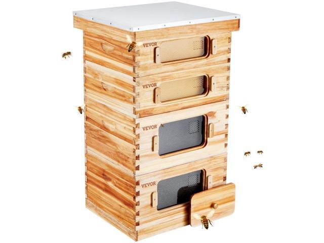 VEVOR Bee Hive 40 Frame Bee Hives Starter Kit, Beeswax Coated Cedar Wood, 2 Deep + 2 Medium Bee Boxes Langstroth Beehive Kit, Transparent Acrylic...