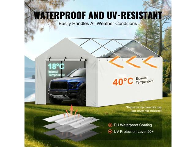 Carport Replacement Canopy Cover Side Wall 10 x 20 ft, Garage Tent Shelter Tarp Heavy-Duty Waterproof & UV Protected, Easy Installation with Ball...