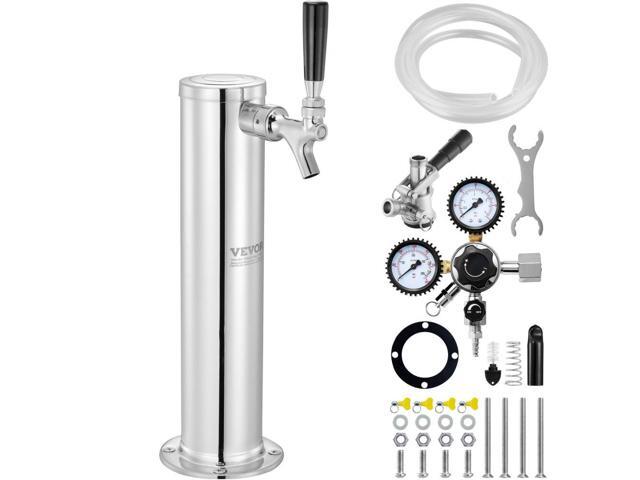 Kegerator Tower Kit, Single Tap Beer Conversion Kit, Stainless Steel Keg Beer Tower Dispenser with Dual Gauge CGA320 Regulator & D-System Keg...
