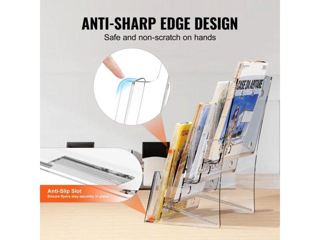 Acrylic Brochure Holder 8.5 x 11 inch, 4-Tier Clear Acrylic Literature Display Stand, Plastic Literature Organizer Flyer Stand & Removable Divider...