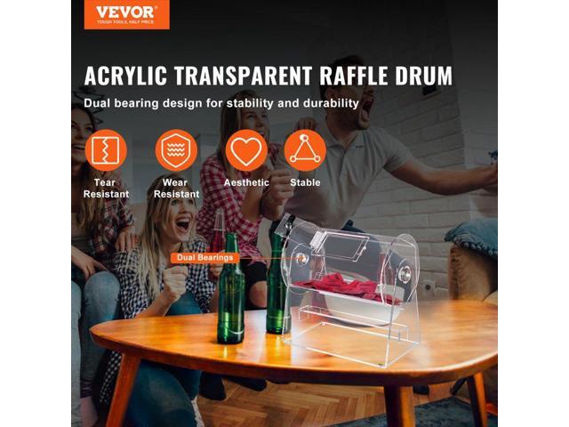 VEVOR Acrylic Raffle Drum, Professional Raffle Ticket Spinning Cage with 2 Keys, Transparent Lottery Spinning Drawing, Holds 2500 Tickets or 100...
