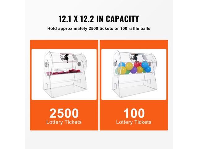 VEVOR Acrylic Raffle Drum, Professional Raffle Ticket Spinning Cage with 2 Keys, Transparent Lottery Spinning Drawing, Holds 2500 Tickets or 100...