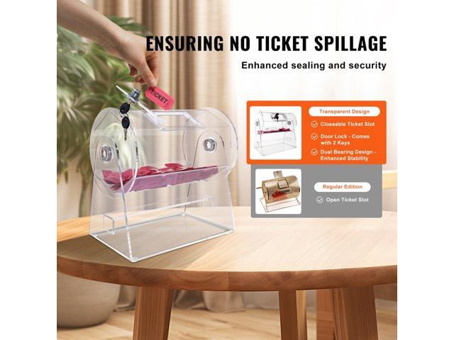 VEVOR Acrylic Raffle Drum, Professional Raffle Ticket Spinning Cage with 2 Keys, Transparent Lottery Spinning Drawing, Holds 2500 Tickets or 100...
