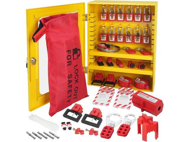 VEVOR Electrical Lockout Tagout Kit, 59 PCS Safety Lockout Tagout Station With Padlocks, Hasps, Tags, Ties, Plug Lockout, Circuit Breaker Lockouts,...
