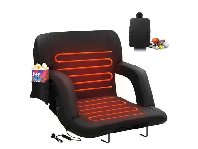 VEVOR Double Heated Stadium Seat with Back Support, 3 Level Heating Wide Bleacher Seat, Folding Portable Padded Reclining Chair with Hook Pocket...