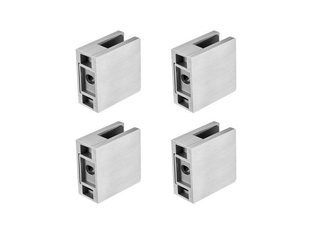 VEVOR Glass Clamp, 4 PCS Square Glass Railing Bracket for 0.31 '-0.47 ' Tempered Glass, 304 Stainless Steel Glass Mounting Clamp, Glass Shelf...