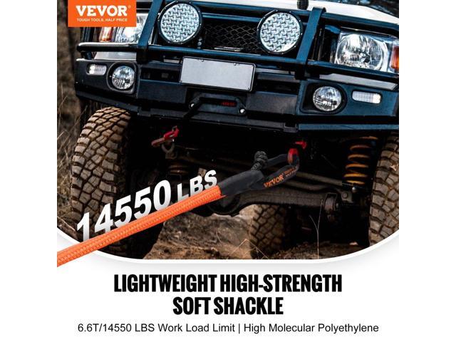 VEVOR Soft Shackle Synthetic Recovery Rope 2PCS 1/2'x22' 44092lbs Break Strength