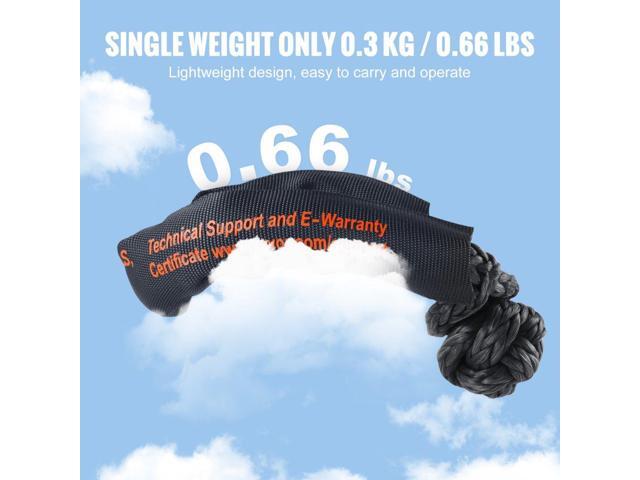 VEVOR Soft Shackle Synthetic Recovery Rope 2PCS 1/2'x22' 44092lbs Break Strength