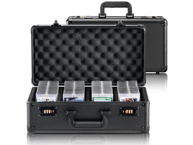 VEVOR Graded Card Storage Box, 4 Slots, Graded Sports Cards Holder Carrying Case with Coded Lock Foam Dividers, for 120 PSA Graded Cards 84 BGS...