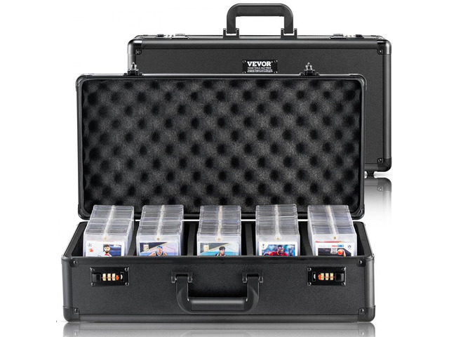 VEVOR Graded Card Storage Box, 5 Slots, Graded Sports Cards Holder Carrying Case with Coded Lock Foam Dividers, for 162 PSA Graded Cards 115 BGS...