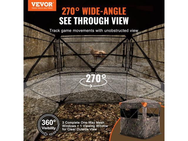 Hunting Blind, 270° See Through Ground Blind, 1-2 Person Pop Up Deer Blind for Hunting with Carrying Bag, Portable Resilient Hunting Tent, One-Way...